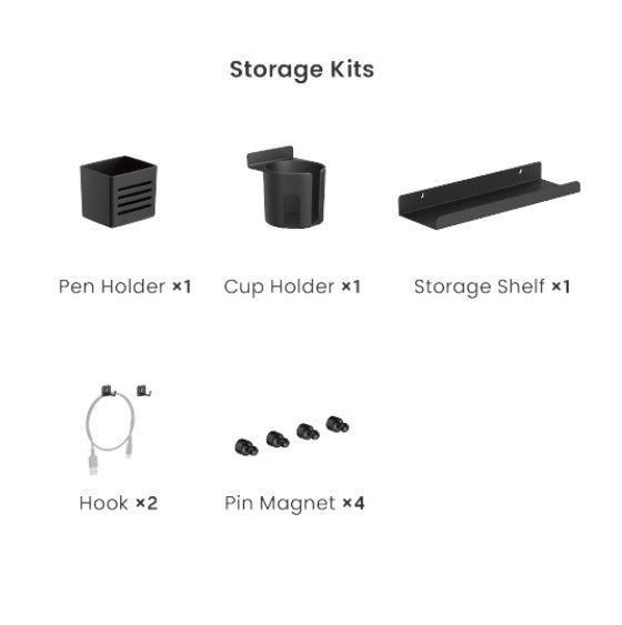 Brateck Black Desk Pegboard Organizer Kit - Space Saving Storage
