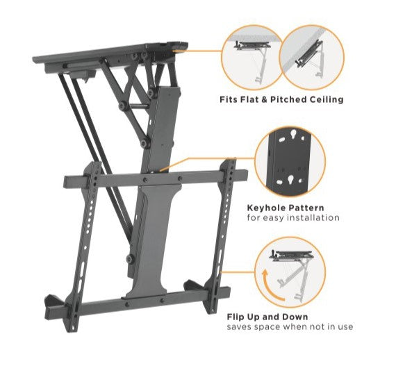 Brateck Smart Flip Down TV Ceiling Mount | Tuya Voice Control (32-70) Brateck