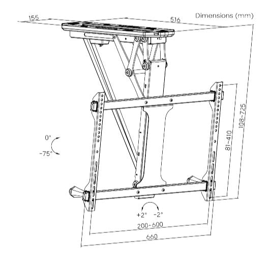 Brateck Smart Flip Down TV Ceiling Mount | Tuya Voice Control (32-70) Brateck