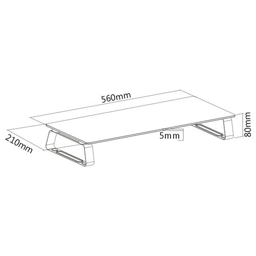 Ergonomic Glass Monitor Riser Stand - Clear Desk Organizer Brateck