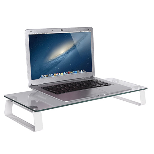 Ergonomic Glass Monitor Riser Stand - Clear Desk Organizer Brateck
