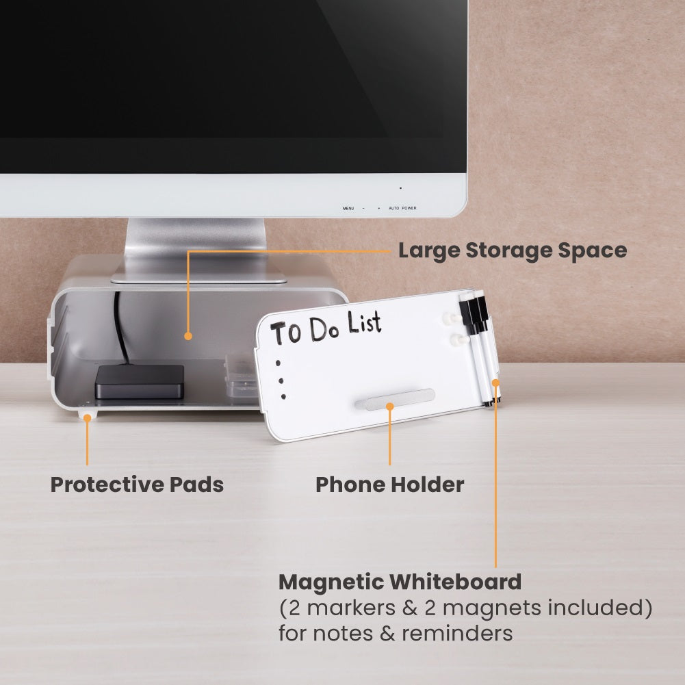 Brateck 3-in-1 Ergonomic Aluminum Monitor Riser | Laptop Stand | Desk Organizer Brateck