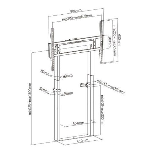 Brateck Motorized Heavy-Duty TV Floor Stand with Wheels for 55-100 TVs Brateck