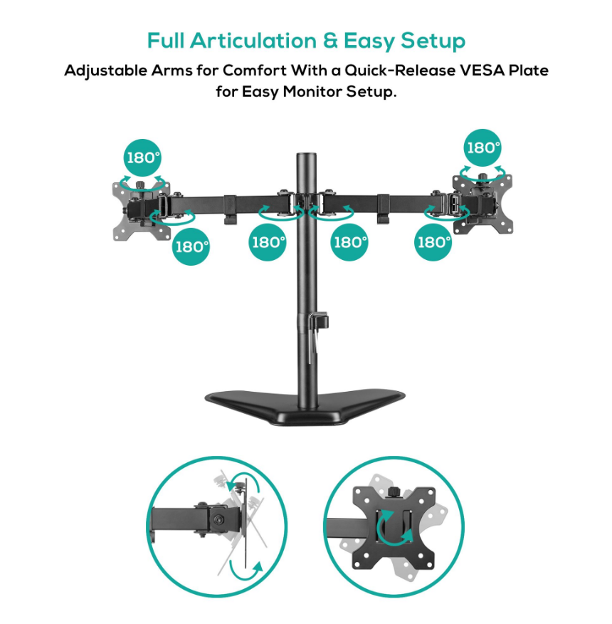 activiva Dual Monitor Arm - Free-Standing Ergonomic Desk Mount MBEAT