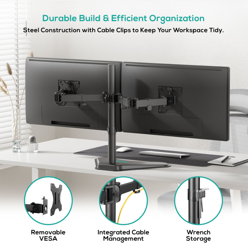 activiva Dual Monitor Arm - Free-Standing Ergonomic Desk Mount MBEAT