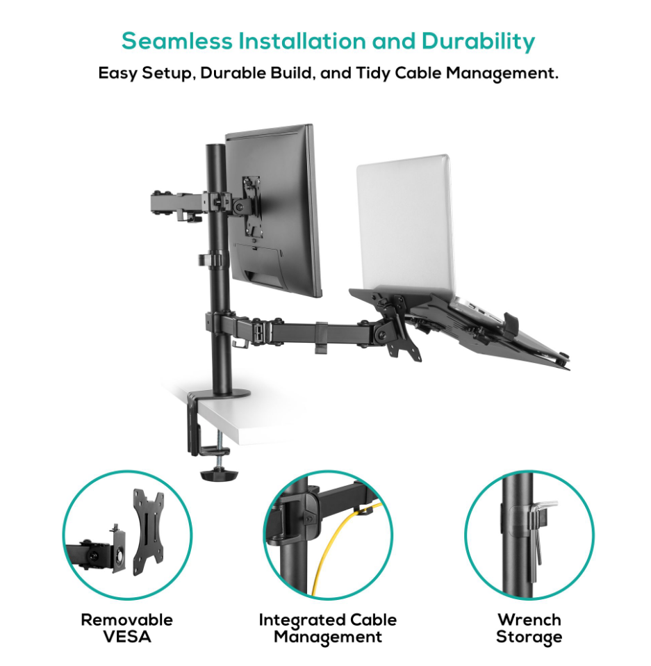 mbeat Dual Monitor & Laptop Arm - Ergonomic Desk Mount MBEAT