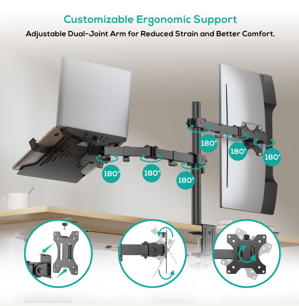mbeat Dual Monitor & Laptop Arm - Ergonomic Desk Mount MBEAT