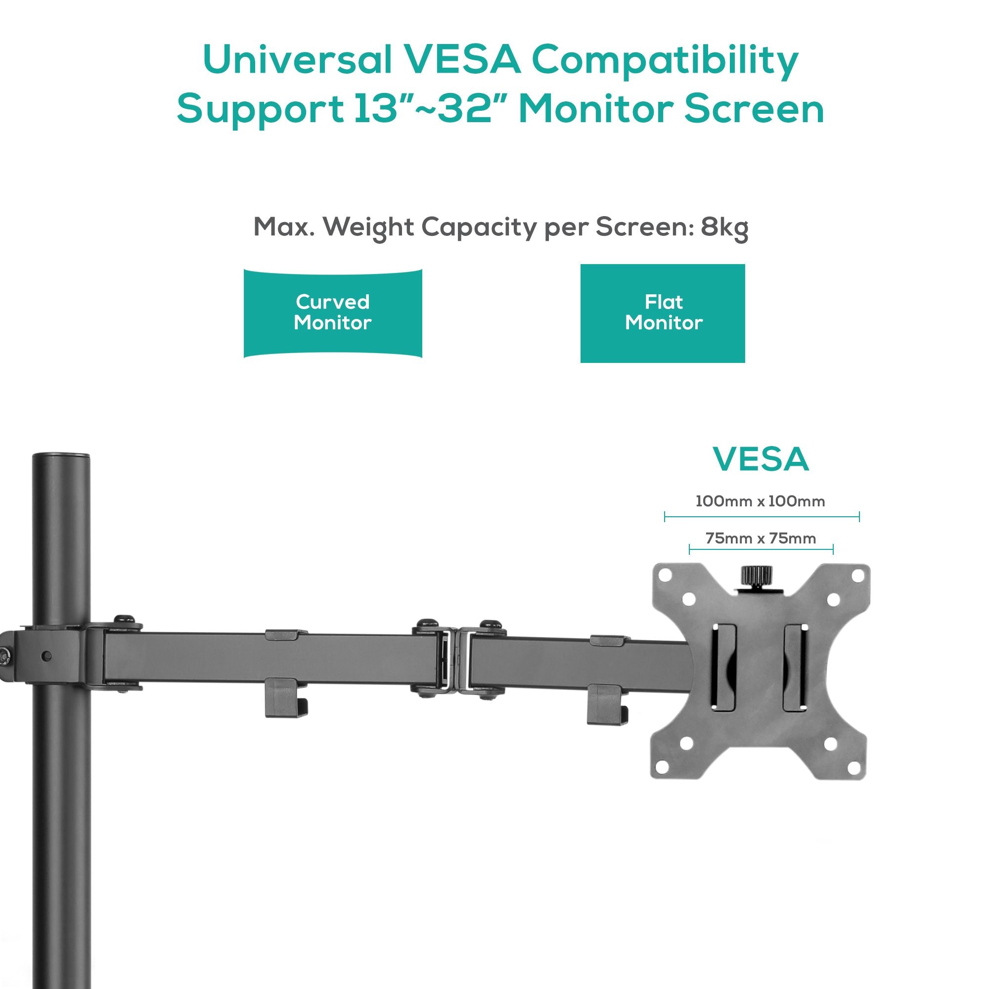 mbeat activiva ErgoLife Single Monitor Arm | Adjustable Desk Mount MBEAT