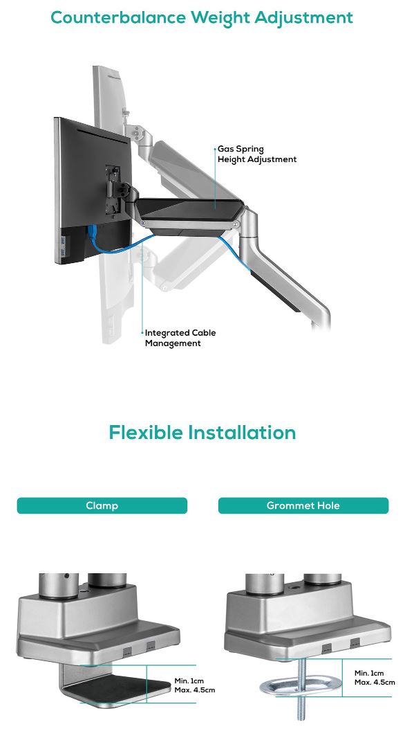 Activiva Heavy Duty Dual Monitor Arm | Gas Spring Desk Mount MBEAT