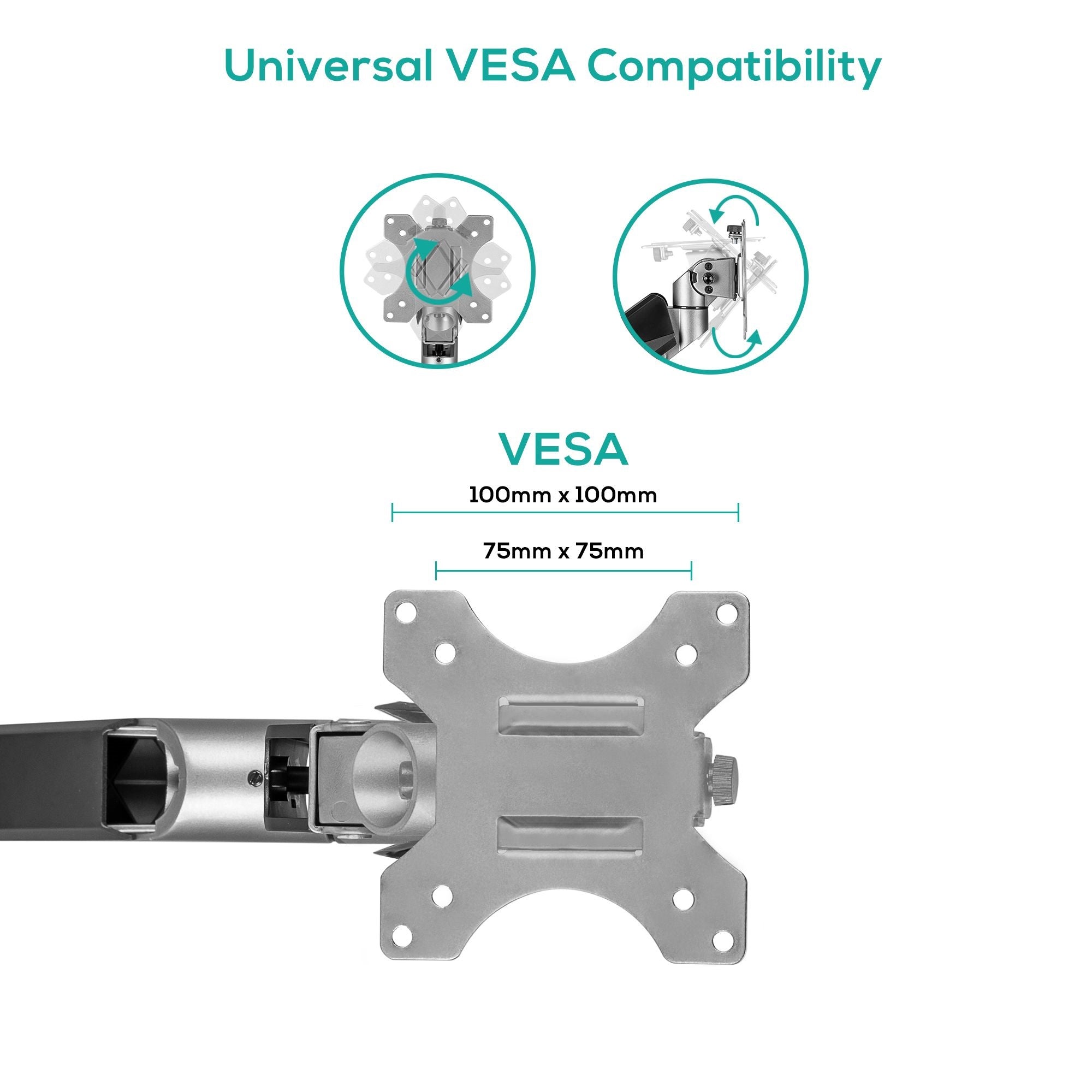 mbeat Activiva Heavy Duty Single Monitor Gas Spring Arm - Grey 