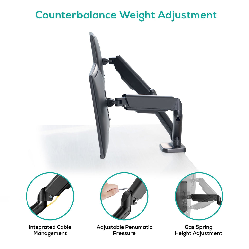 mbeat activiva ErgoLife Dual Gas Spring Monitor Arm with Cable Management 
