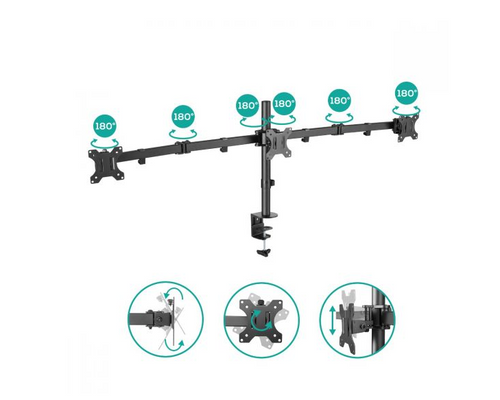 activiva Triple Monitor Arm | Flexible 3-Screen Desk Mount (13-27) MBEAT