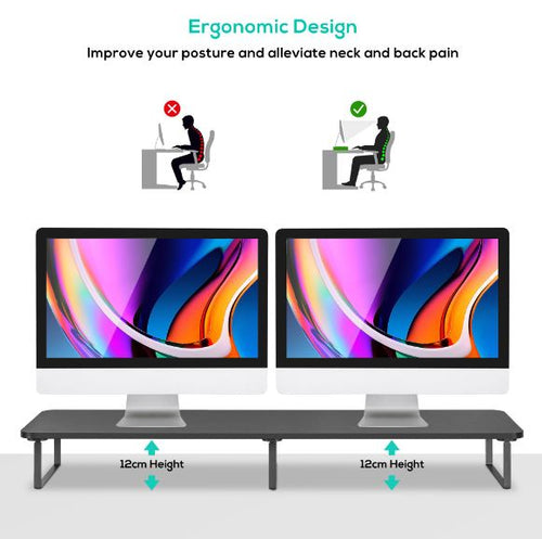 activiva Black Dual Monitor Riser - Ergonomic Desk Stand MBEAT