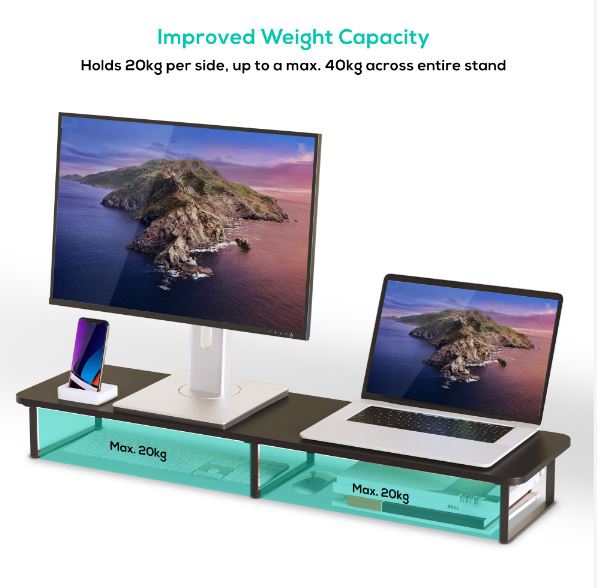 activiva Black Dual Monitor Riser - Ergonomic Desk Stand MBEAT