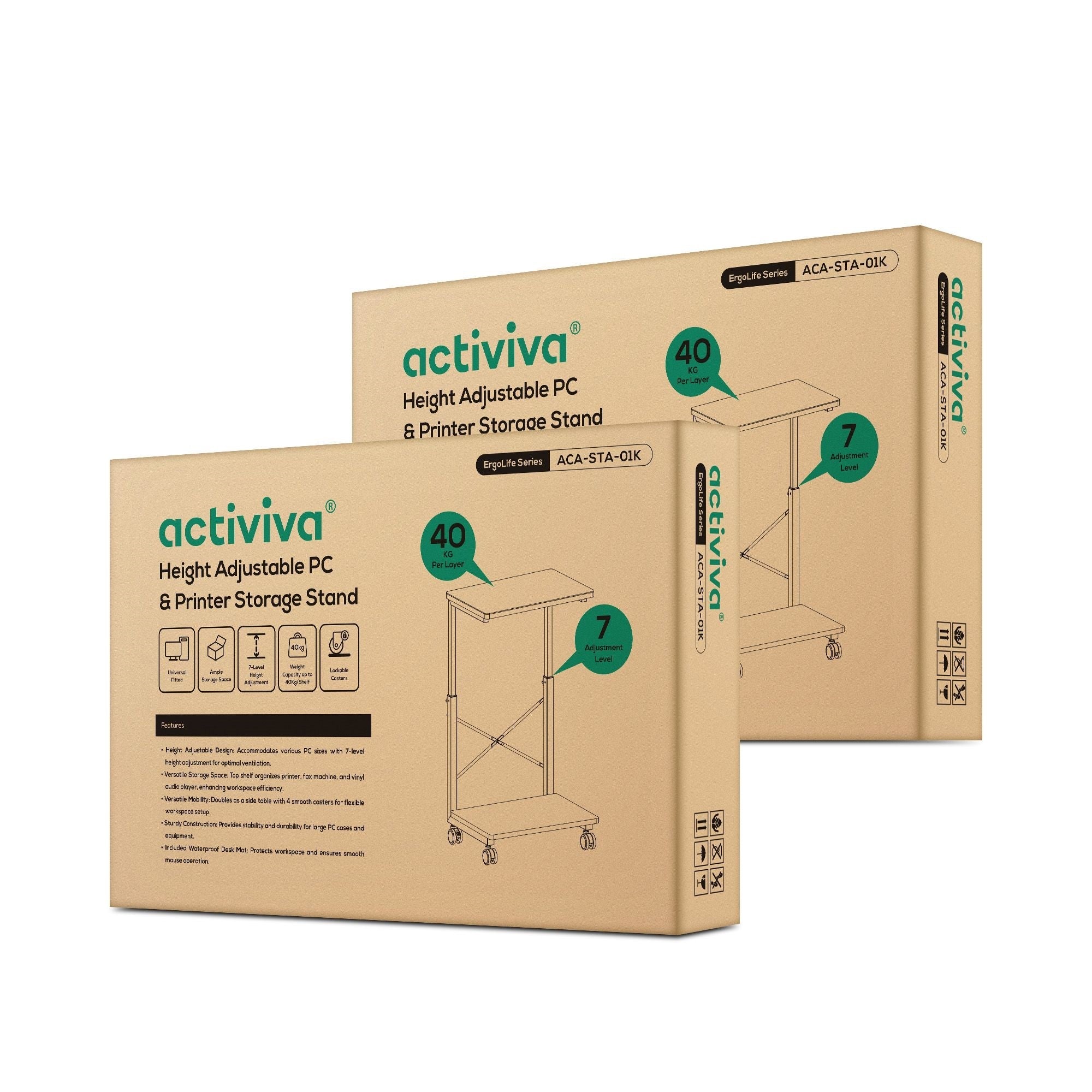 activiva Mobile Height Adjustable PC & Printer Stand | Workspace Organizer MBEAT