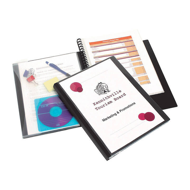Marbig Pro Refillable 20 Pocket Display Book with Wallet - Black Marbig