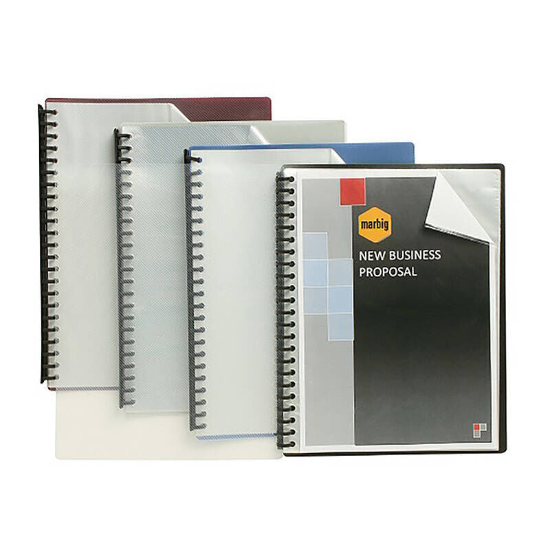 Marbig Refillable Display Book | 20 Clear Pockets, Blue Cover Marbig