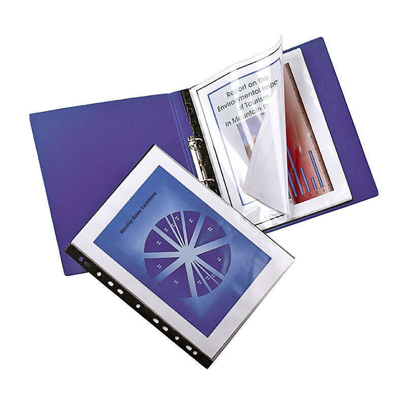 Marbig 20 Pocket Display Book - Clear/Black Document Holder Marbig