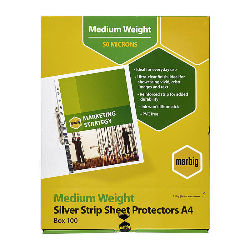 Marbig A4 Medium Weight Sheet Protectors - 100 Pack Marbig