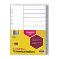 Marbig A4 Plastic Dividers 1-12 Tab - Grey Marbig