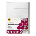 Marbig A4 1-5 Tab Plastic Dividers for Binders - Grey Marbig