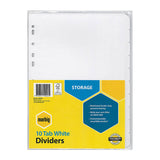 Marbig A4 White 10 Tab Dividers for Document Organization