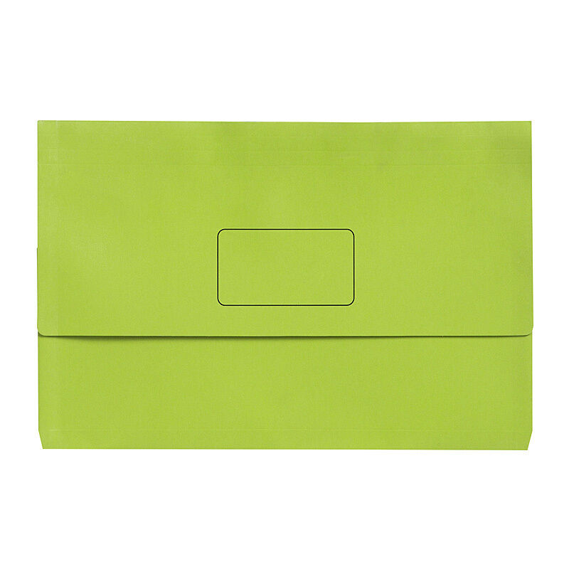 Marbig Slimpick Foolscap Document Wallets - Bright Green (Pk10) Marbig