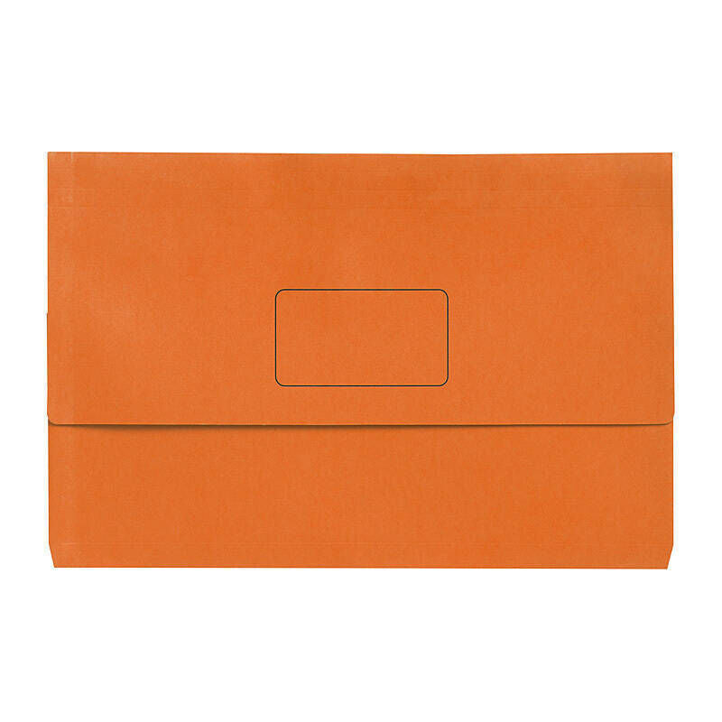 Marbig Slimpick Foolscap Document Wallets - Bright Orange - Pack of 10 Marbig