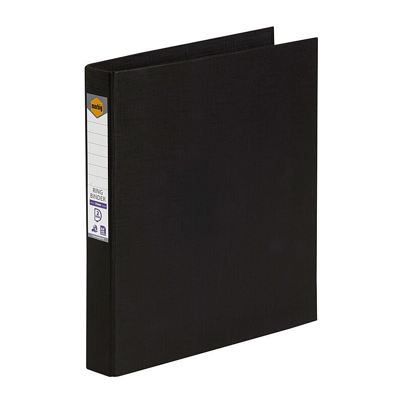 Marbig A4 Black 2D Ring Binder - 25mm Capacity Folder Marbig
