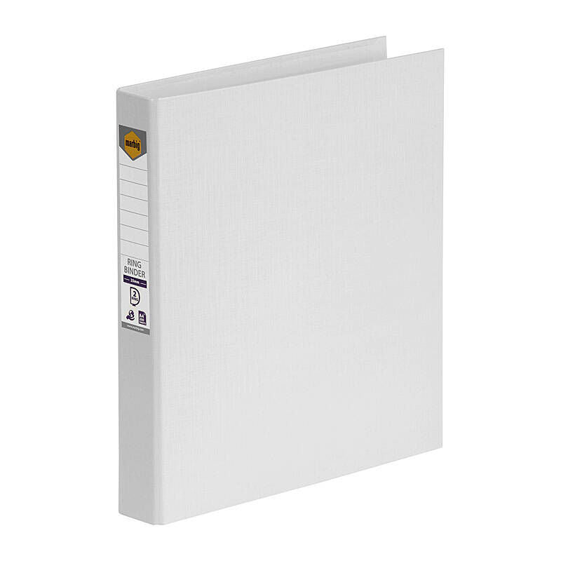 Marbig A4 White 25mm 2 D-Ring Binder - Durable Plastic Marbig