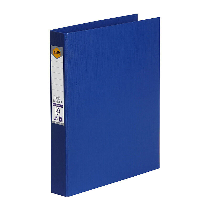 Marbig A4 Blue 4 D-Ring Binder - 25mm for Documents Marbig