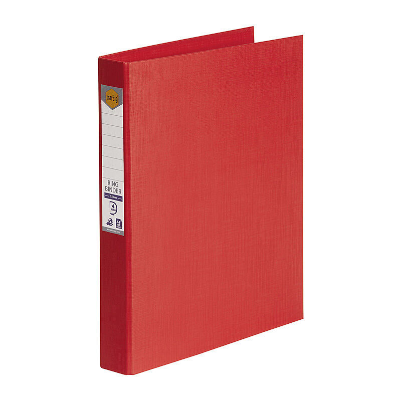 Marbig A4 Red 4-Ring Binder - 25mm D-Ring