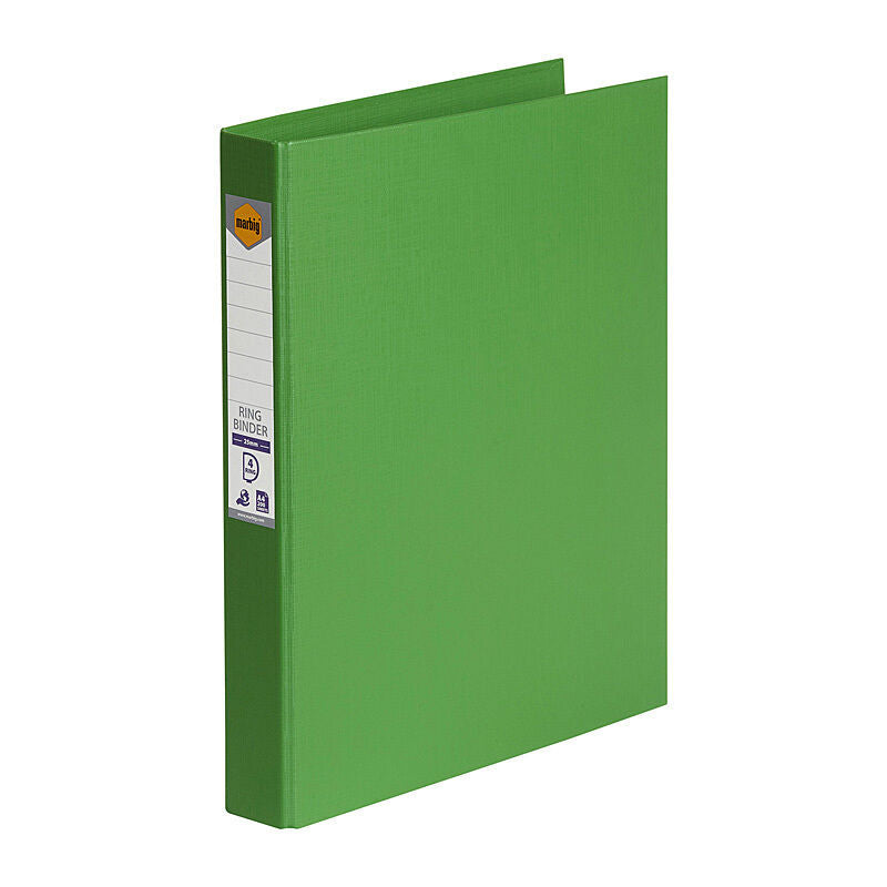 Marbig A4 Green 4-Ring Binder - 25mm D-Rings for Documents Marbig