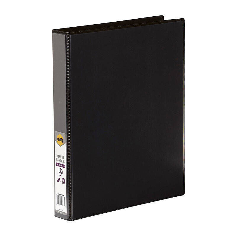 Marbig A4 Clearview Insert Binder | 2 Ring D | 25mm Black Marbig
