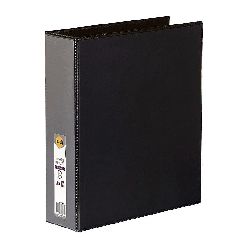 Marbig A4 Black Clearview Insert Binder - 50mm 4D Rings Marbig