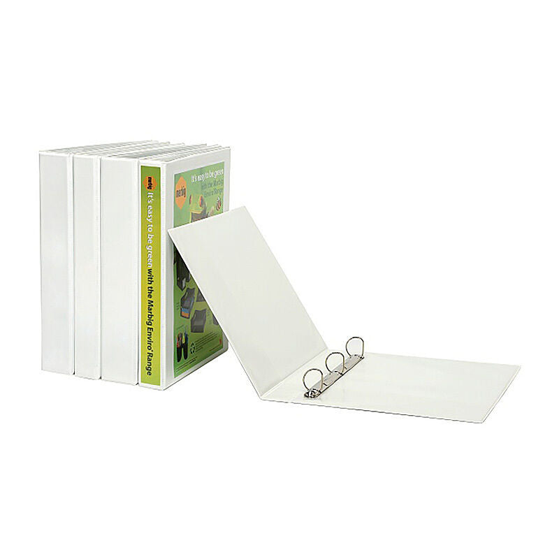 Marbig A4 Clearview 4-Ring Insert Binder - 65mm White Marbig