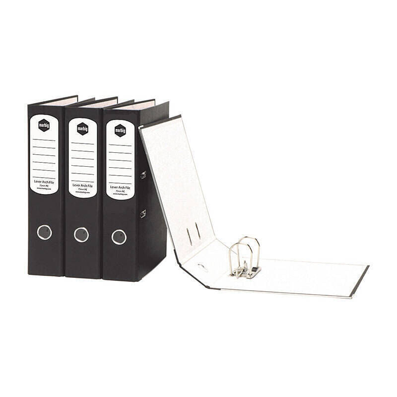 Marbig Black Foolscap Lever Arch File - Durable Document Storage Marbig