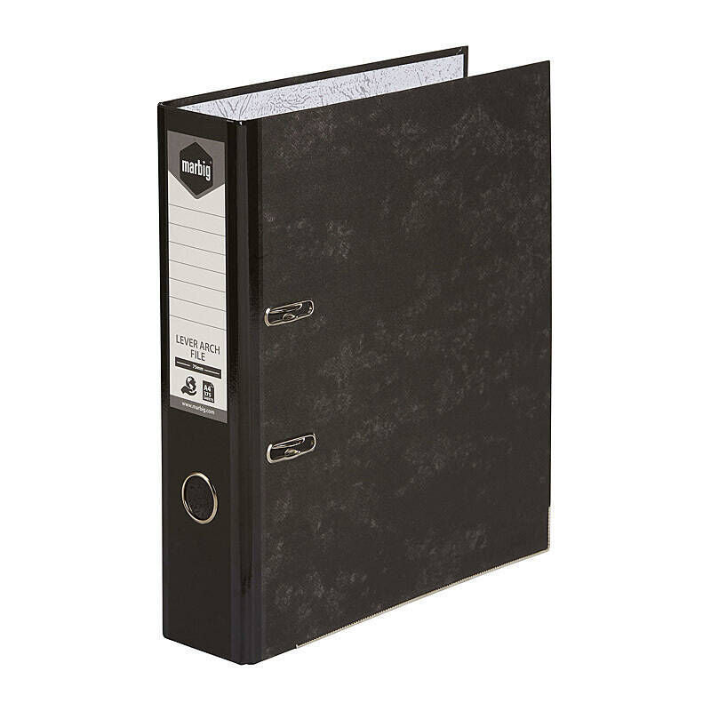 Marbig A4 Lever Arch File - Reinforced Spine - Black Mottle Marbig