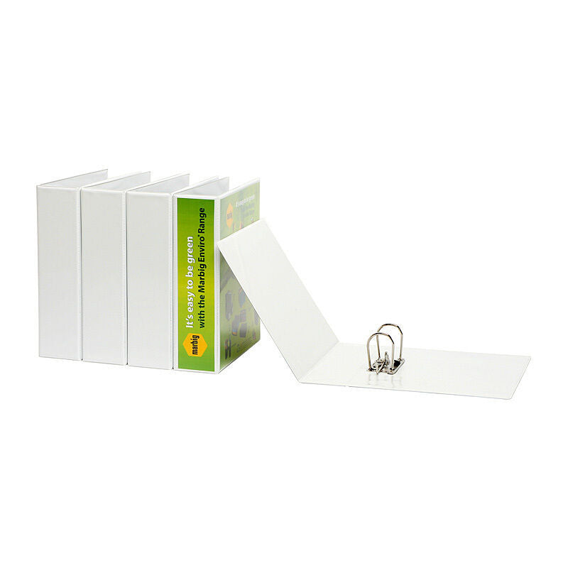 Marbig A4 White Lever Arch File - Clearview Pocket Marbig