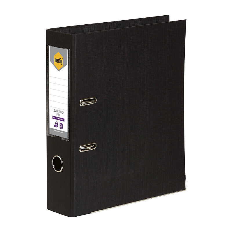 Marbig Foolscap Lever Arch File, Black - Durable Document Storage Marbig