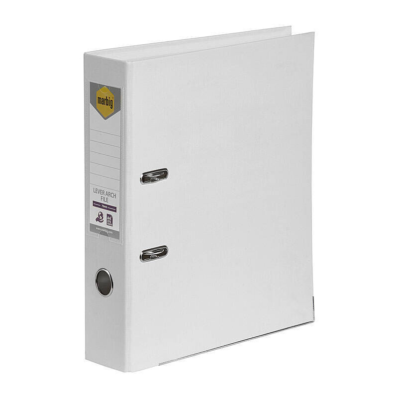 Marbig A4 White Lever Arch File - Durable PE Marbig