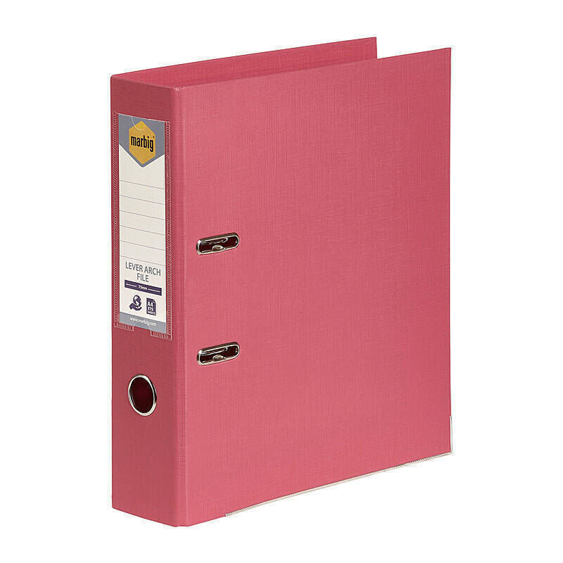 Marbig A4 Coral PE Lever Arch File - Durable Document Organizer Marbig