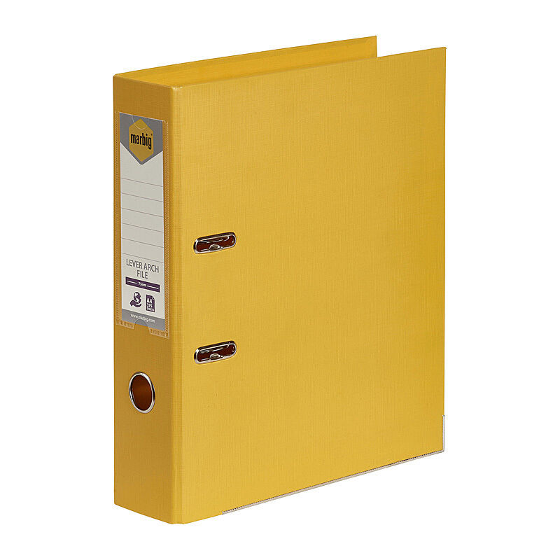 Marbig A4 Yellow Plastic Lever Arch File for Documents Marbig