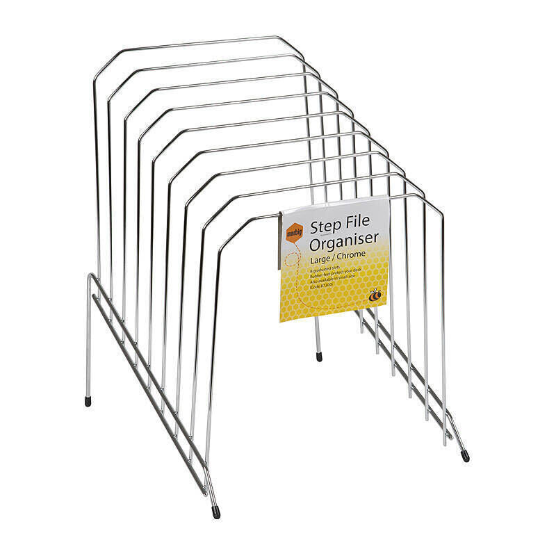 Marbig Large Silver Wire Step File Organiser for Desks Marbig