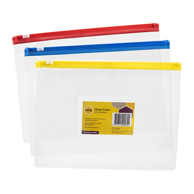 Marbig A5 Clear Case - Assorted Colours Storage Pouch Marbig