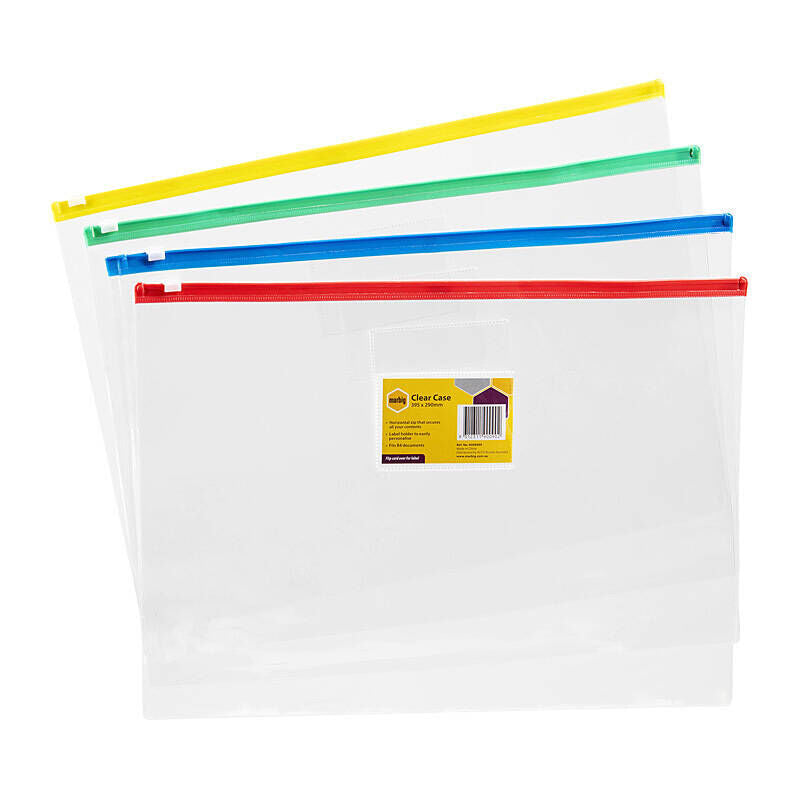 Marbig B4 Clear Document Case - Assorted Colors Marbig