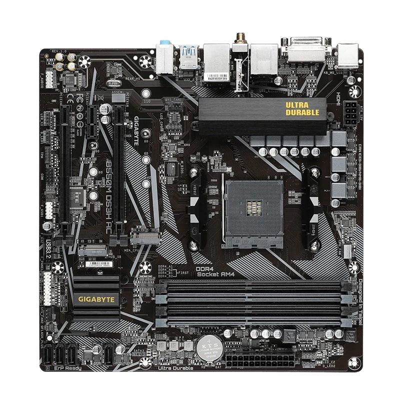 Gigabyte B550M DS3H AC mATX Motherboard for AMD Ryzen CPUs with WiFi Gigabyte