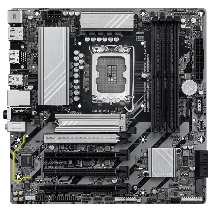 Gigabyte B860M DS3H WIFI6E Motherboard - LGA1851, DDR5, PCIe 5.0 Gigabyte