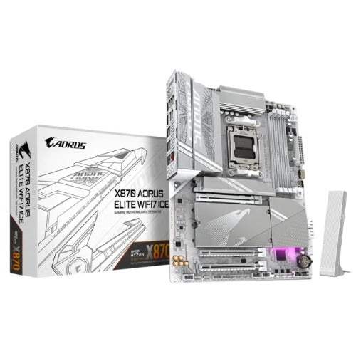 Gigabyte X870 AORUS ELITE WF7 ICE AMD AM5 ATX Motherboard 4x DDR5~256GB,3x PCIe x16, 4x M.2, 4x SATA 6, 4x USB