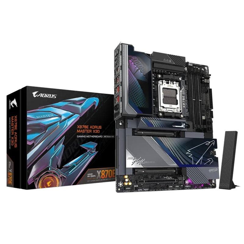 Gigabyte X870E AORUS MASTER X3D AM5 DDR5 256GB USB4 Wi-Fi7 BT5.4 10GbE+5GbE PCIe5 M.2 PCIe5/4 HDMI ALC1220 ES9
